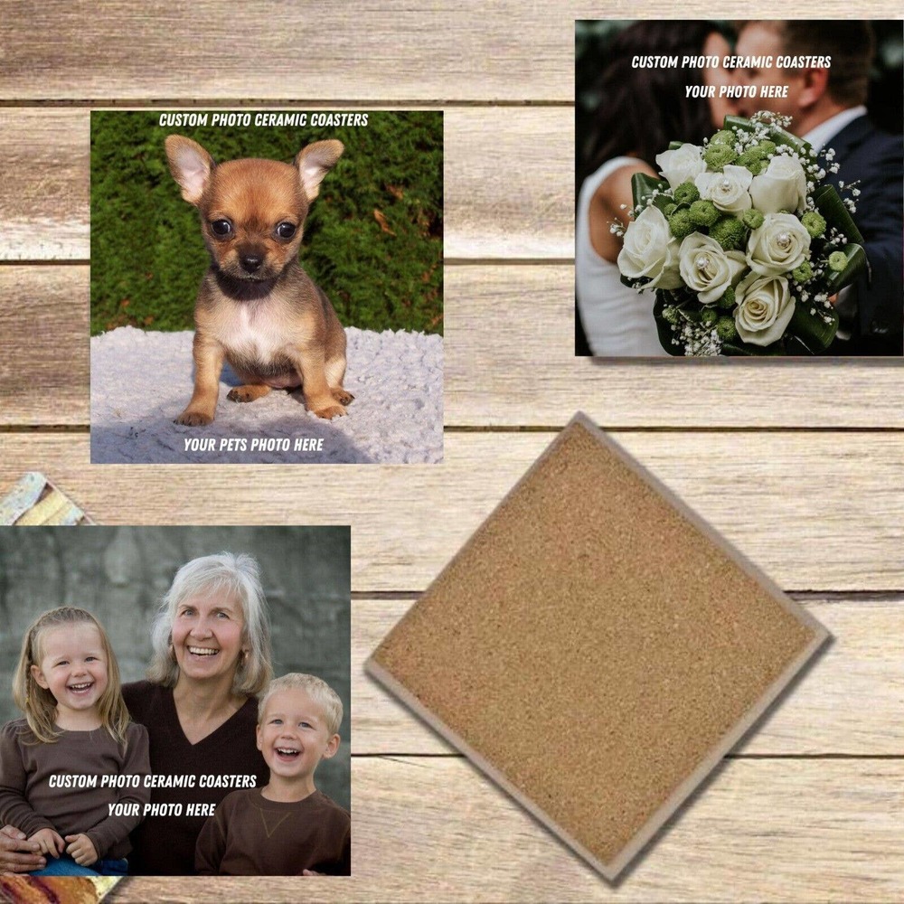 Customized Photo Ceramic Coasters SET OF 4, Photo of Kids Pets Your Custom Gift